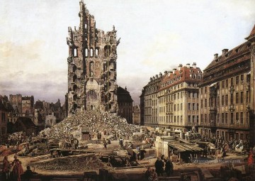 Les ruines de l’ancienne Kreuzkirche à Dresde urbain Bernardo Bellotto Peinture à l'huile